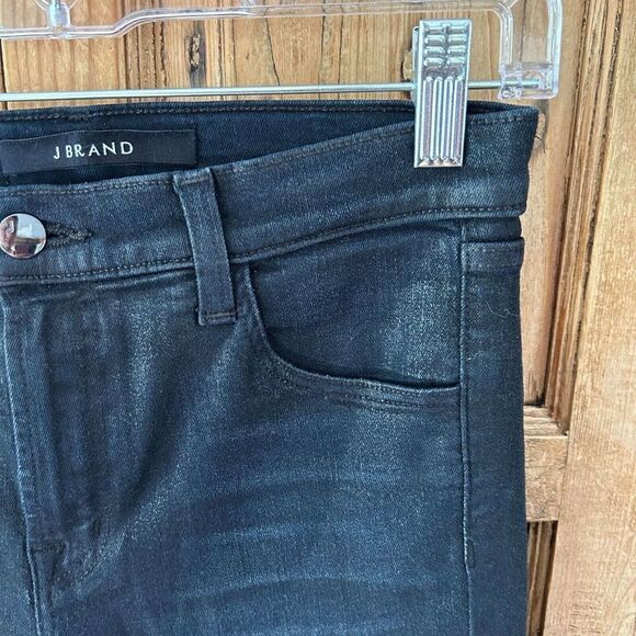 Women's J. Brand 27 Alana Shiny Black High Rise Crop‎ Skinny Jeans - Picture 6 of 13